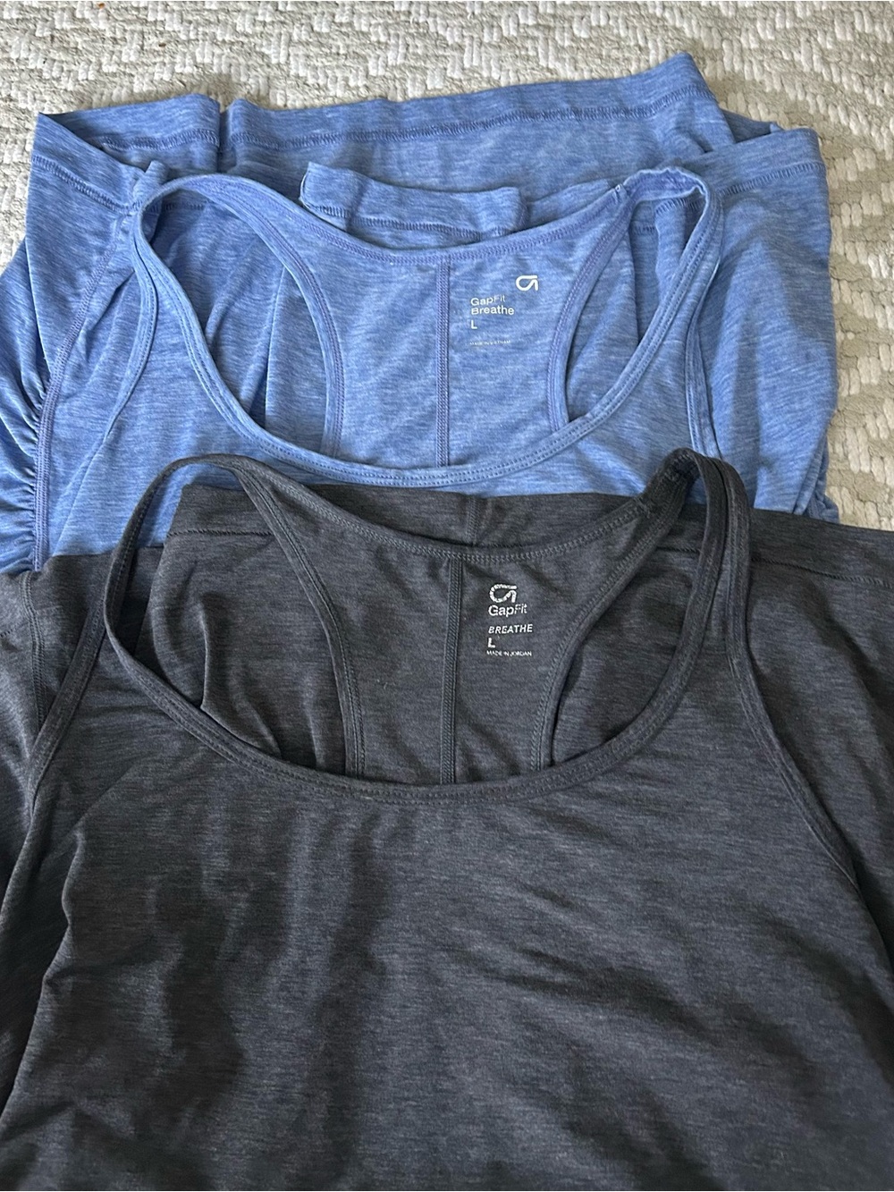 GAP GapFit Breathe Racerback Tank Tops - Heather Blue